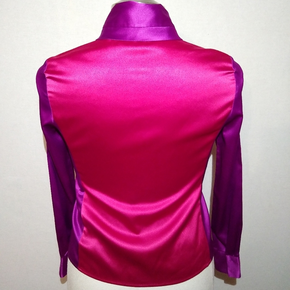 Tahari Petite Color Block Snap Blouse - Picture 2 of 8